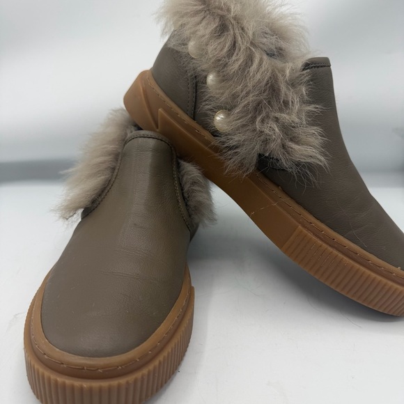 🔥RARE FIND!! My Grey Taupe Fur and Pearl Accent Sneakers - Picture 2 of 8